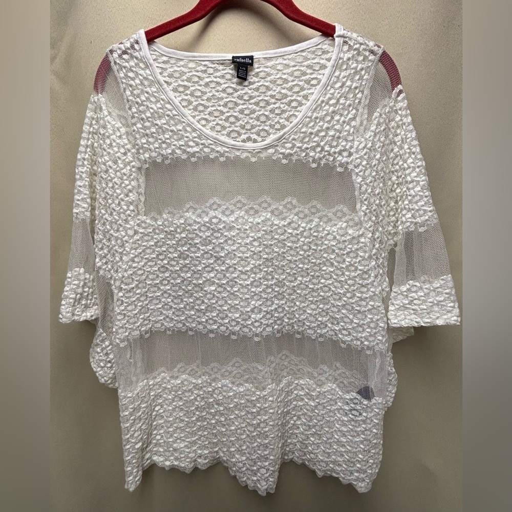 Rafaella White Lace Top Size Large - Picture 4 of 8